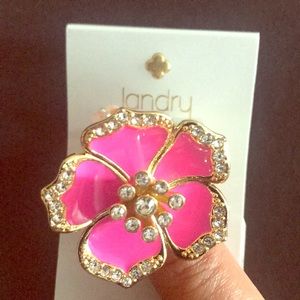 NEW Hot Pink Flower Dinner Ring by landry Size 8